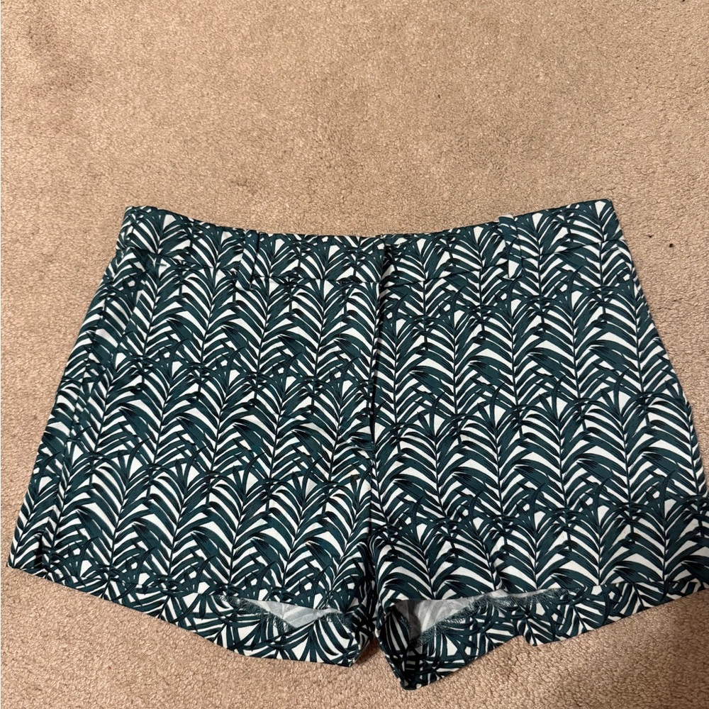 H&M Teal Leaf-Print Athletic Shorts
